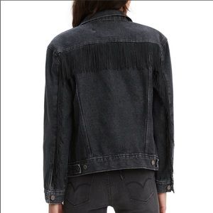 Levi’s black fringe jean jacket -small